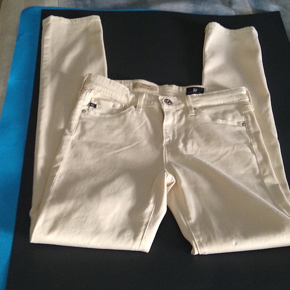 AG Adriano Goldschmidt cream The prima mid rise cigarette jeans size 25